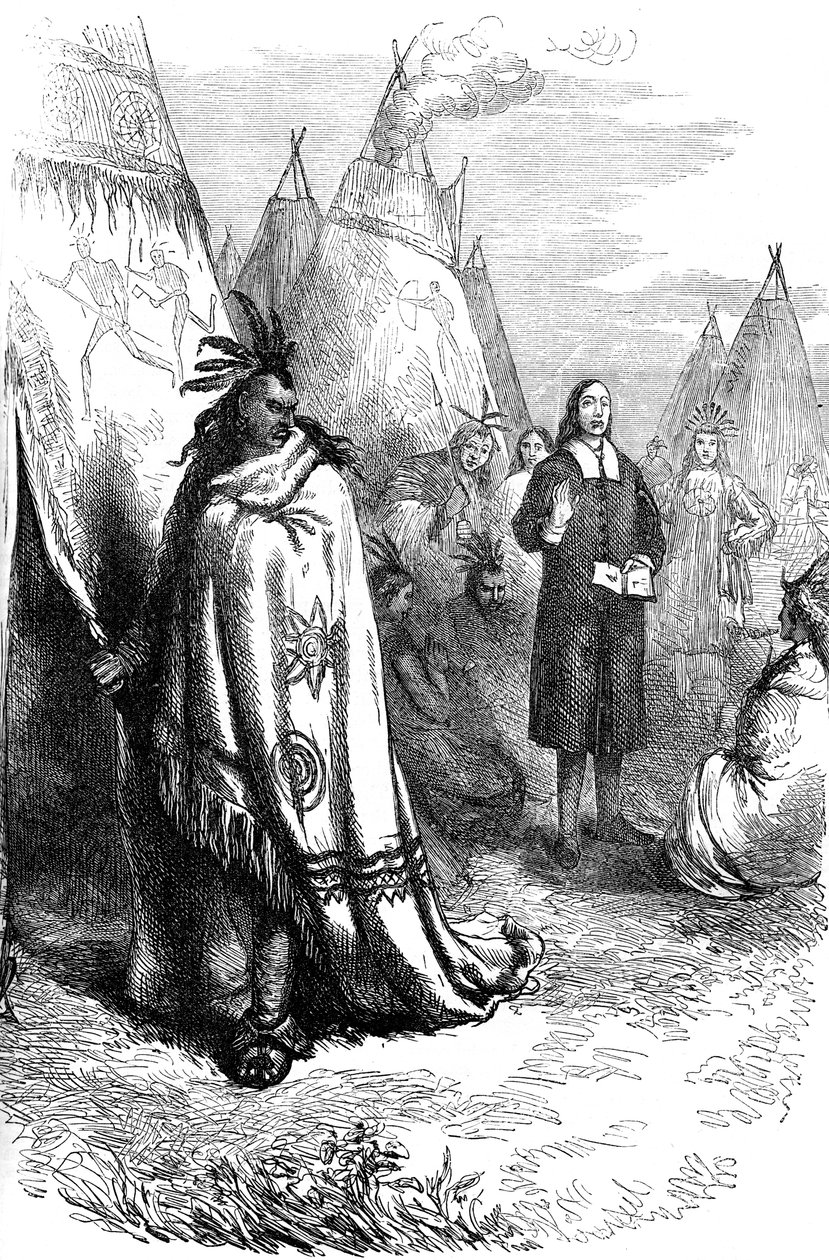 Thomas Mayhew and the Narragansett sachem, 1600-talet c1880 av Unbekannt