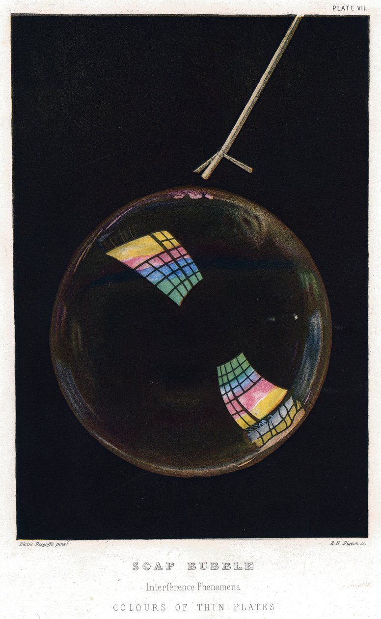 Thomas Young 1773-1829, Tunna filmer illustrerade med såpbubbla, 1872 av Unbekannt