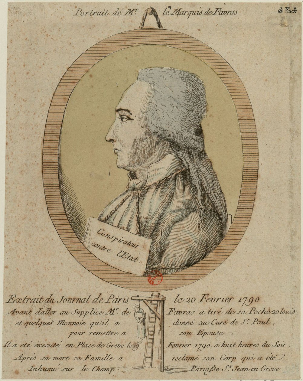 Thomas de Mahy, markis de Favras 1744-1790. Ur Journal de Paris den 20 februari 1790, 1790. av Unbekannt