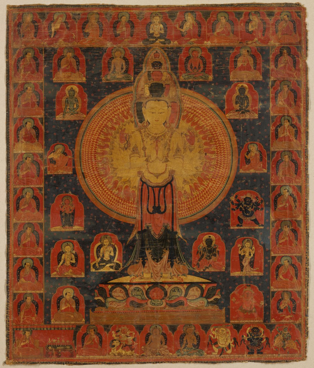 Thousand-Armed Chenresi, en kosmisk form av Bodhisattva Avalokiteshvara, 1300-talet. av Unbekannt