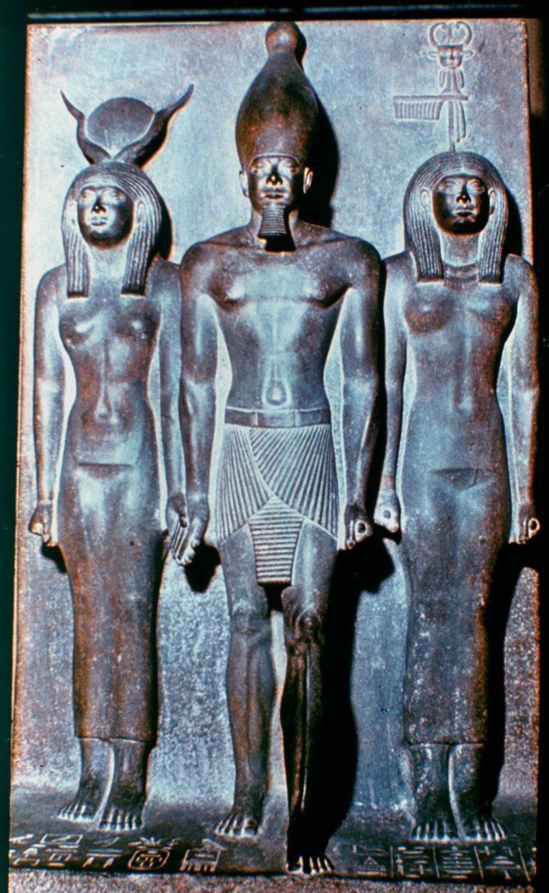 Tre egyptiska figurer, Egypten, 2600 f.Kr av Unbekannt