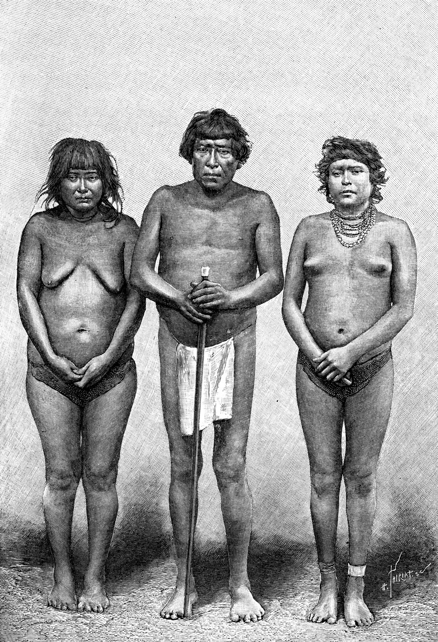 Tre Guarauni-indianer, Venezuela, 1895 av Unbekannt