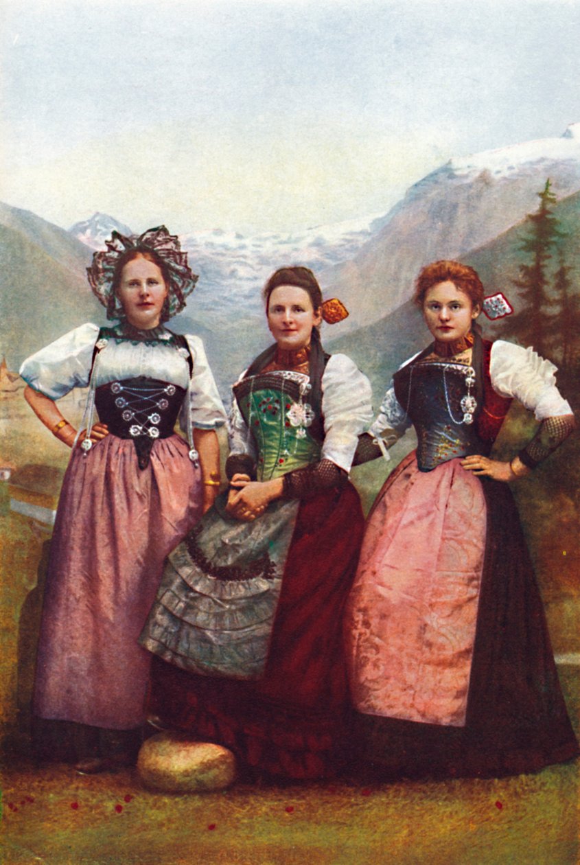 Tre schweiziska flickor, 1912 av Unbekannt