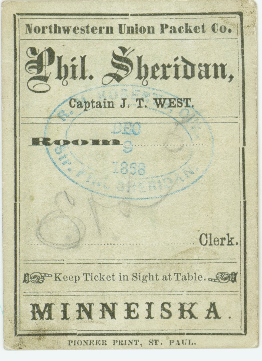 Ticket for the steamboat Phil. Sheridan, December 9, 1868 av Unbekannt