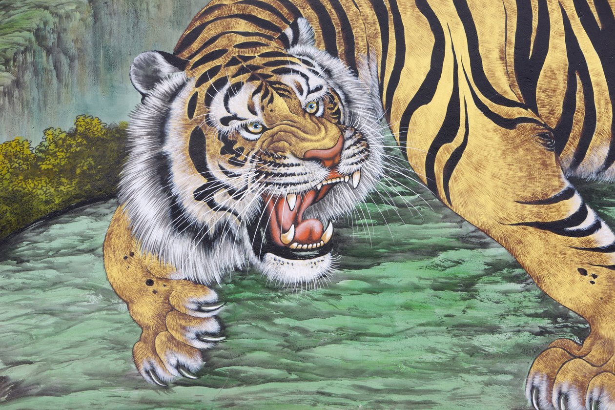 Tigermålning vid Bongeunsa-templet, Seoul, Coree du Sud av Unbekannt