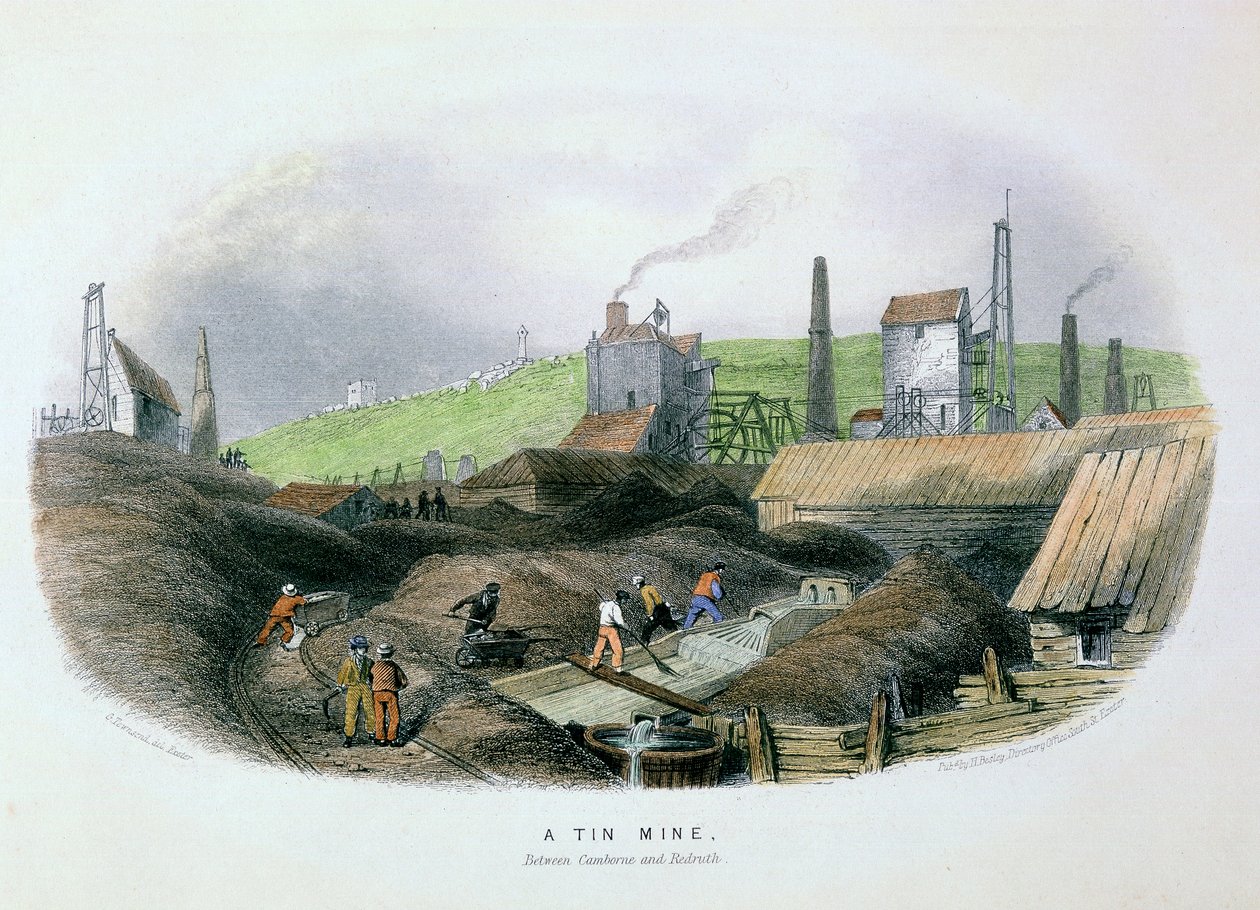 Tenngruva mellan Camborne och Redruth, Cornwall, c1860 av Unbekannt