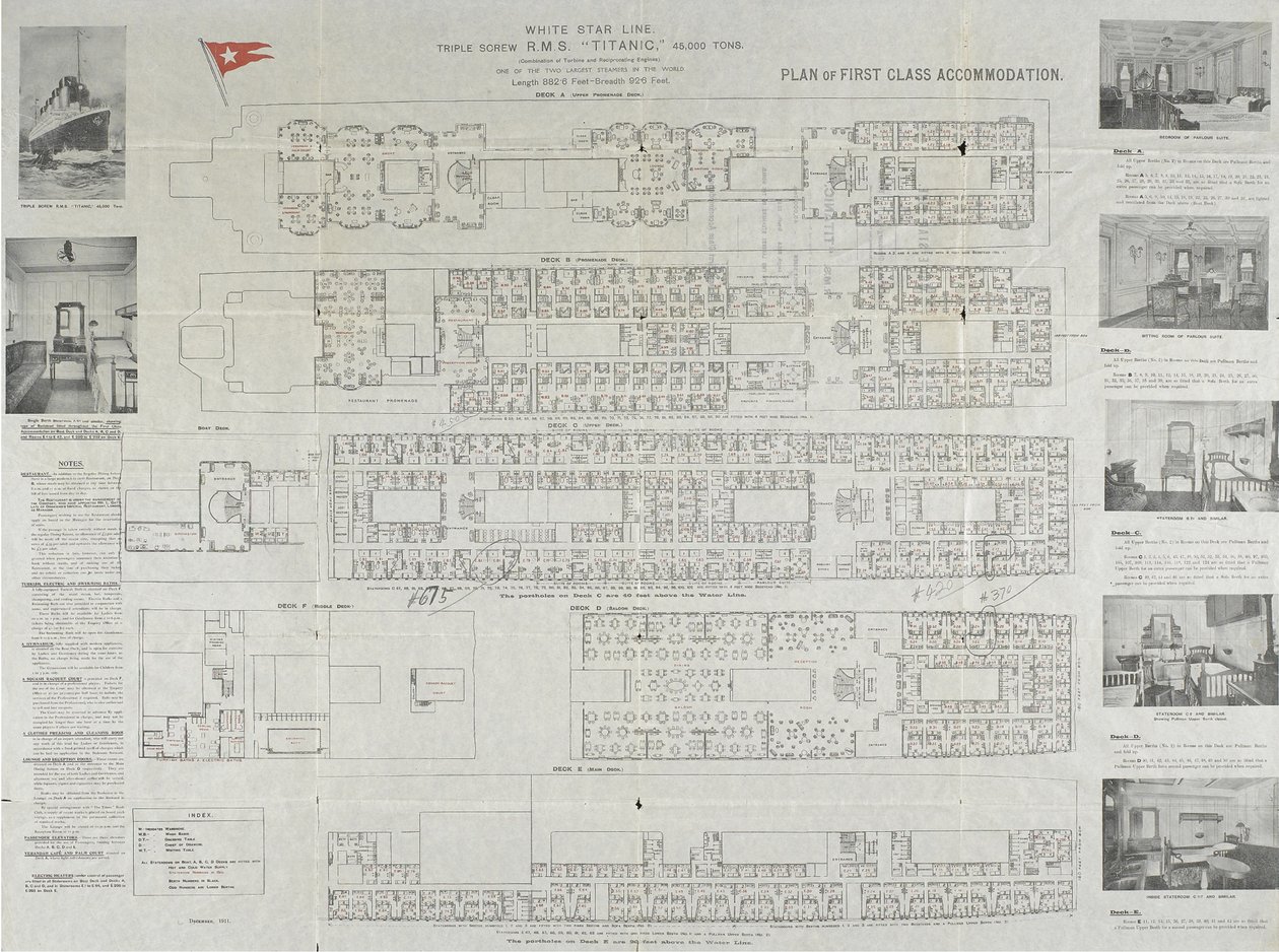 Titanic första klass däcksplan, 1911 av Unbekannt