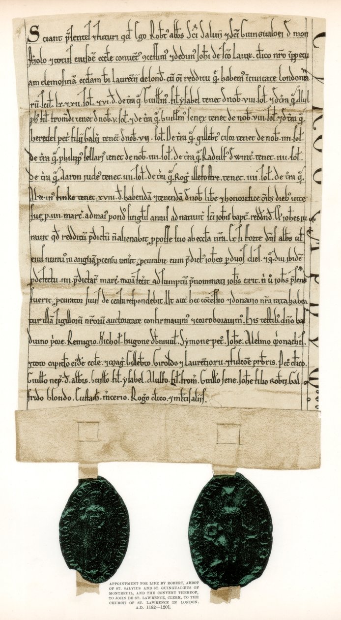 Lagfart för fastigheter kring Guildhall, City of London, c1182-1201 1886 av Unbekannt