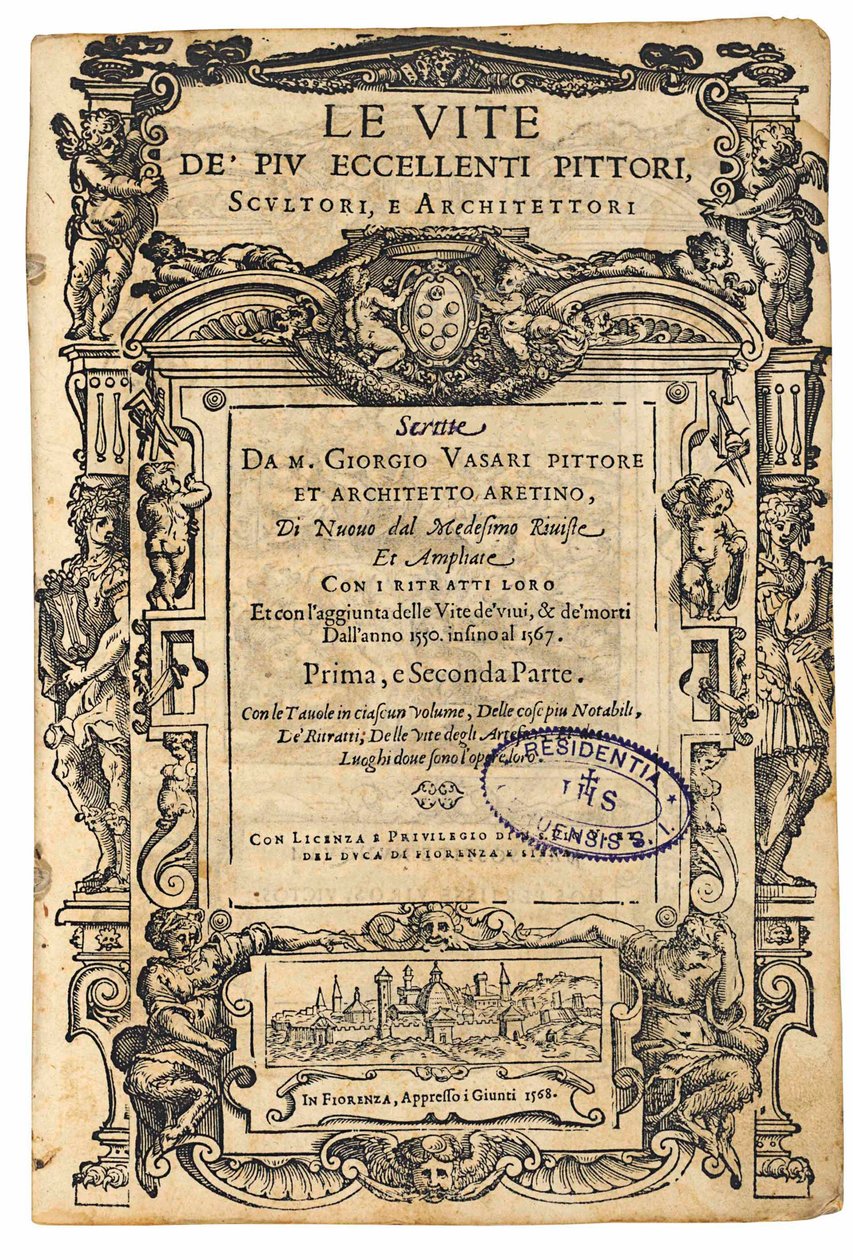 Titelsida från: Giorgio Vasari, The Lives of the Most Excellent Italian Painters, Sculptors, 1568. av Unbekannt