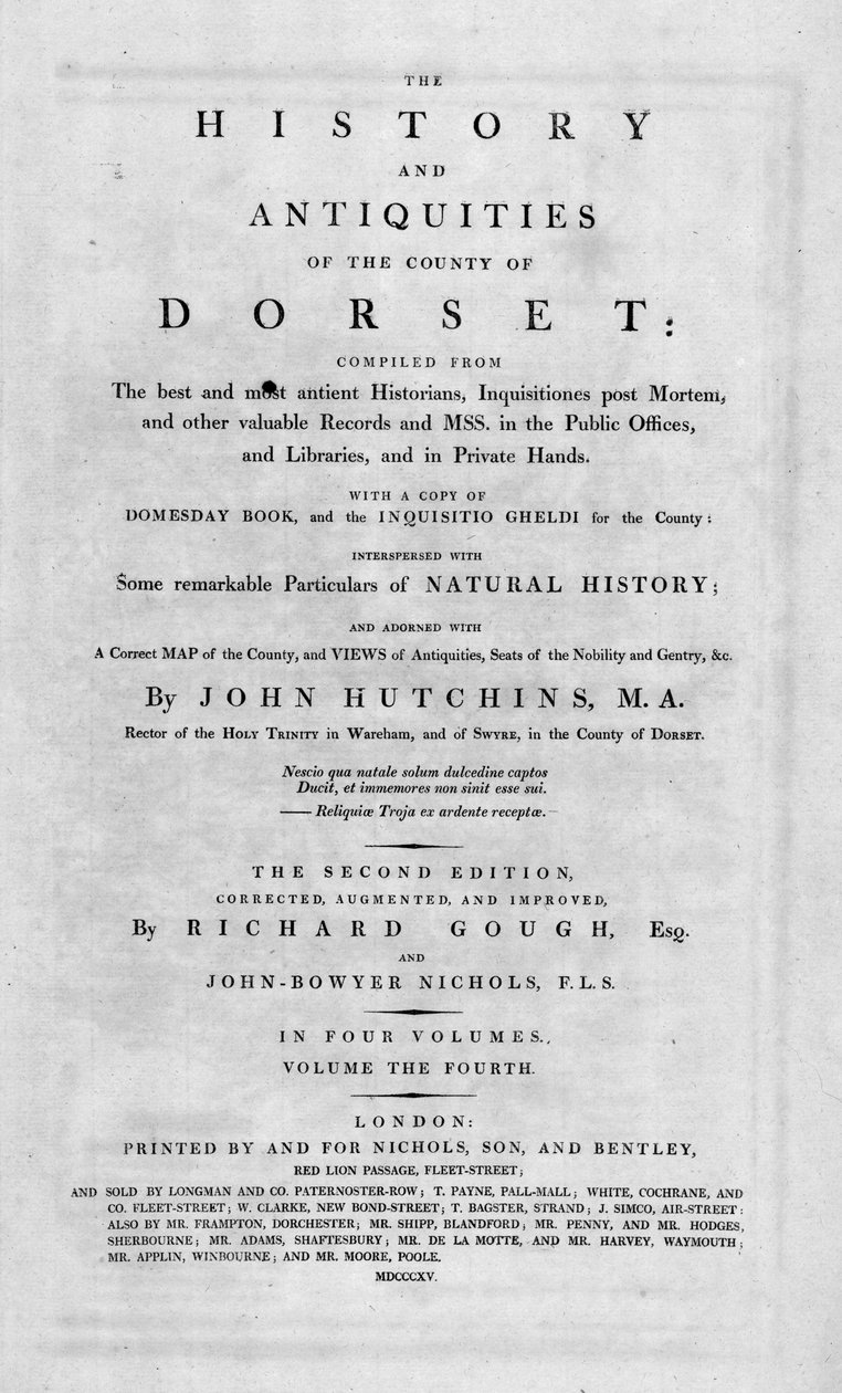 Titelsidan för The History and Antiquities of County of Dorset, 1815. av Unbekannt