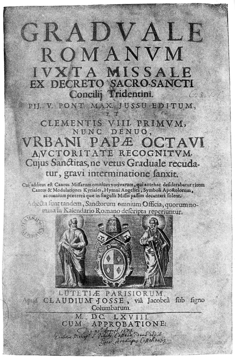 Titelsidan på ett missal som gavs av James II till John Brenan, 1894 av Unbekannt
