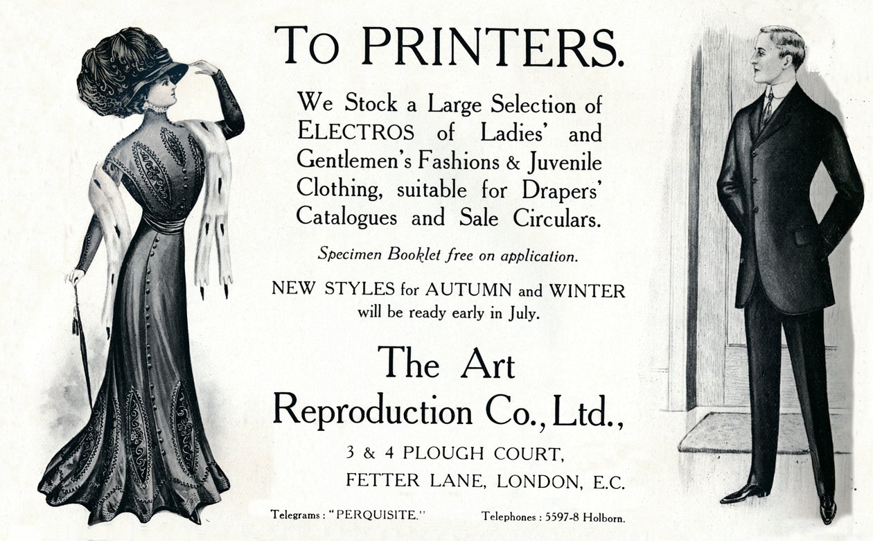 Till skrivare - Annonsen The Art Reproduction Co., Ltd, 1909. av Unbekannt