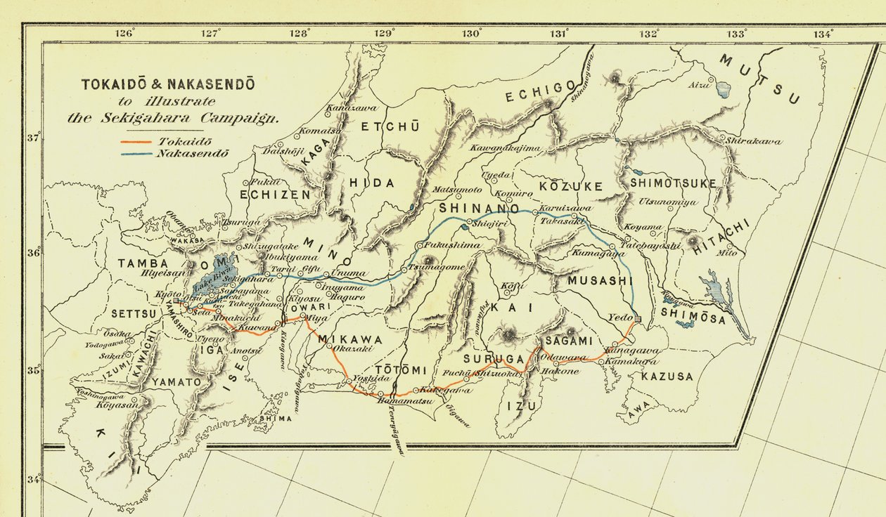 Tokaido & Nakasendo till Sekigahara m Paigun, 1903. av Unbekannt