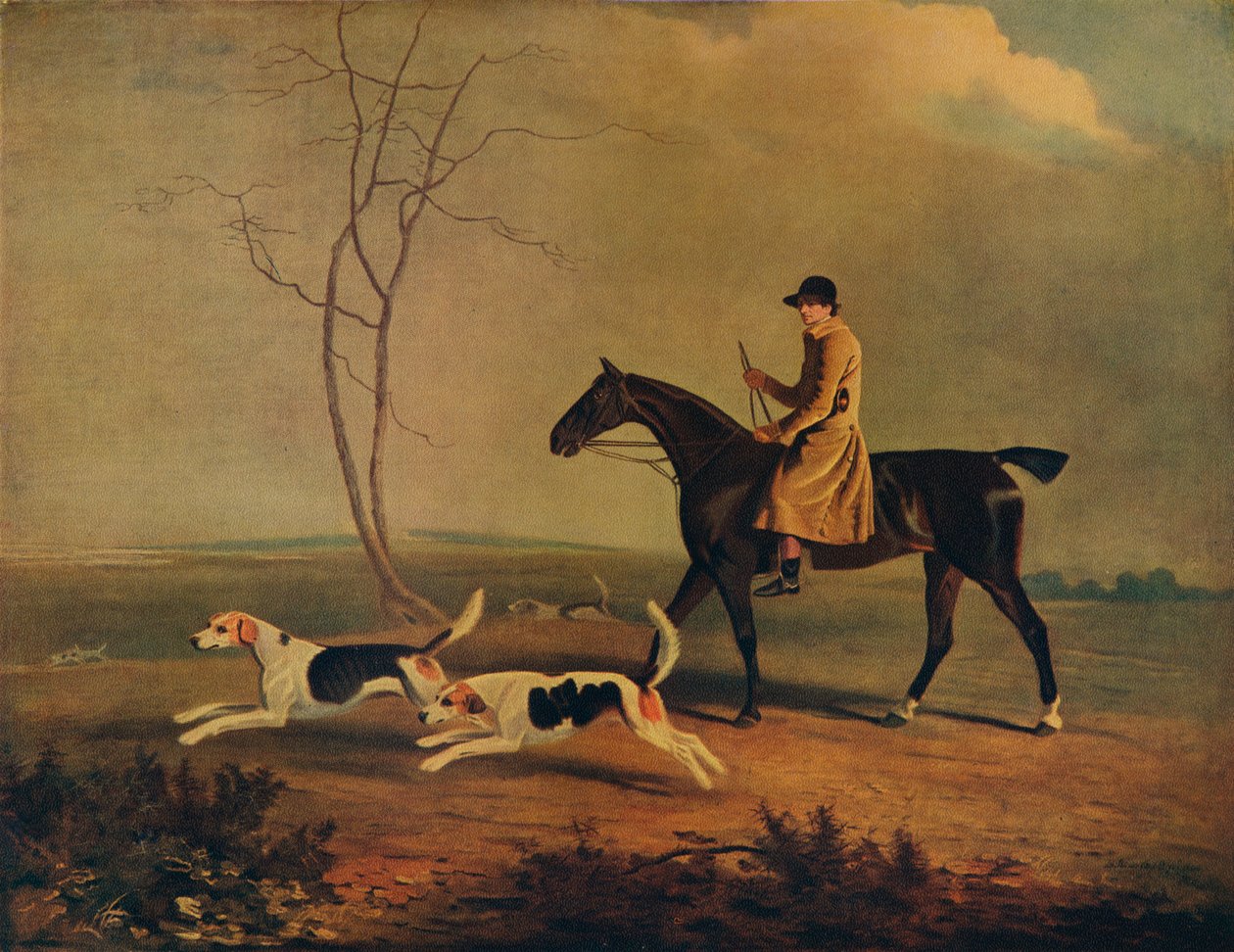 Tom Oldaker, Huntsman of the Berkley Hounds, på Pickle, med hundarna, 1800, 1929 av Unbekannt