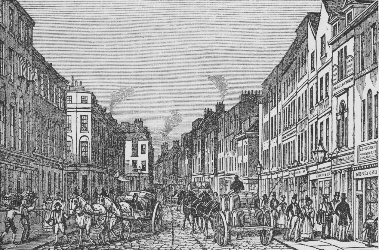 Tooley Street i första hälften av 1800-talet, c1840, 1912 av Unbekannt