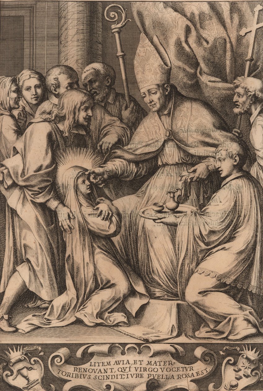 Toribio Alfonso Mogrovejo bekräftar Rose of Lima, 1670. av Unbekannt