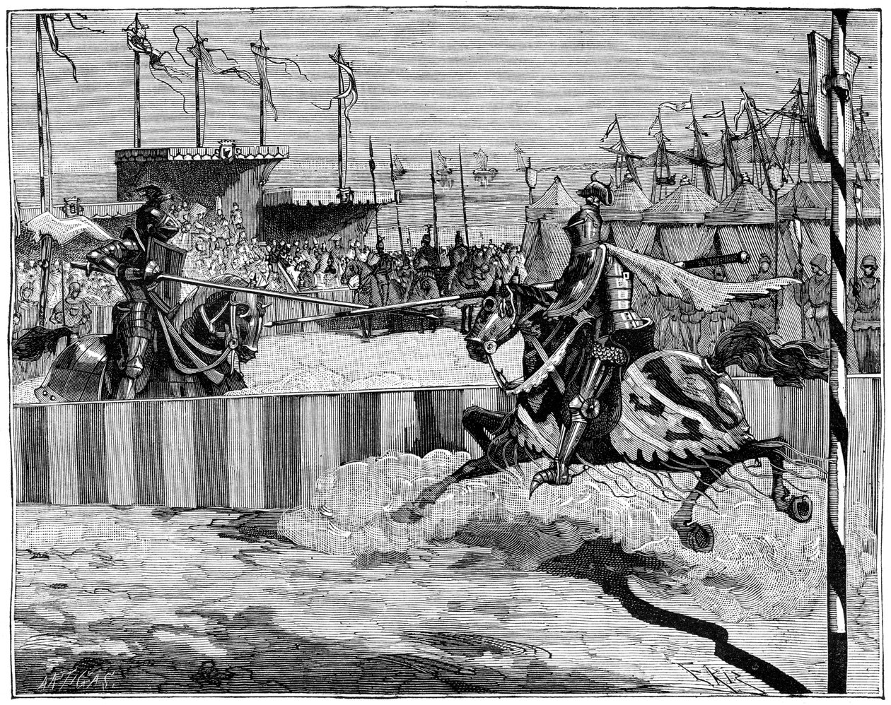 Turnering för kröningen av Louis II dAnjou, nära Calais, c1389 1882-1884 av Unbekannt