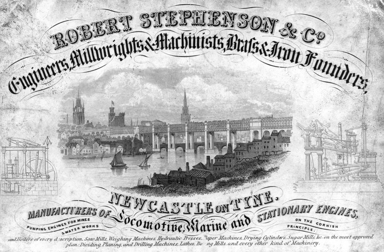 Handelskort från Robert Stephenson & Company, engelsk ingenjör, ca 1800-talet av Unbekannt
