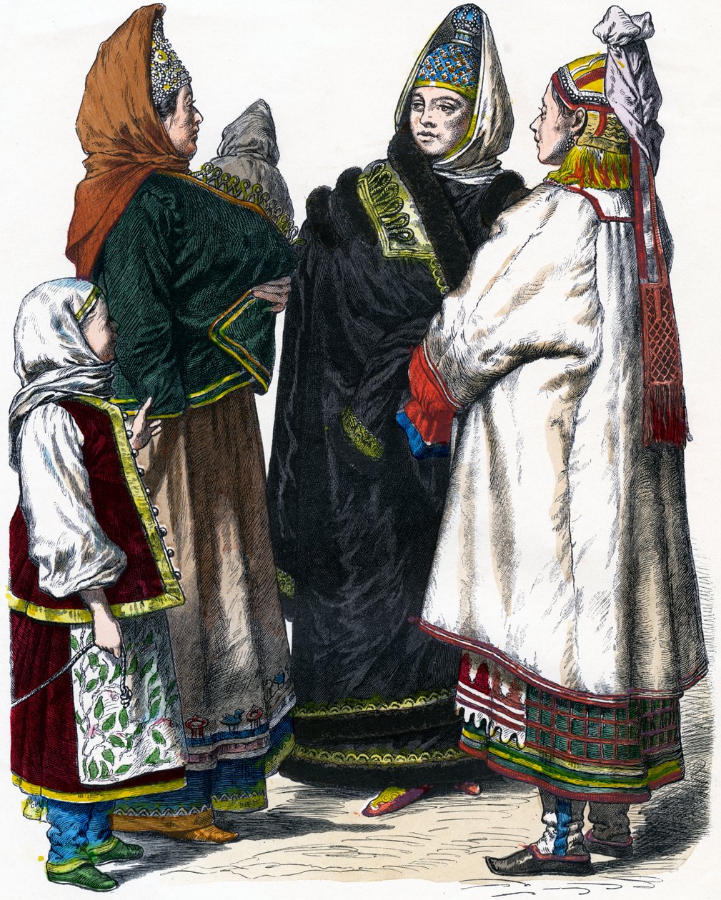 Traditionell rysk dräkt, c1850 av Unbekannt