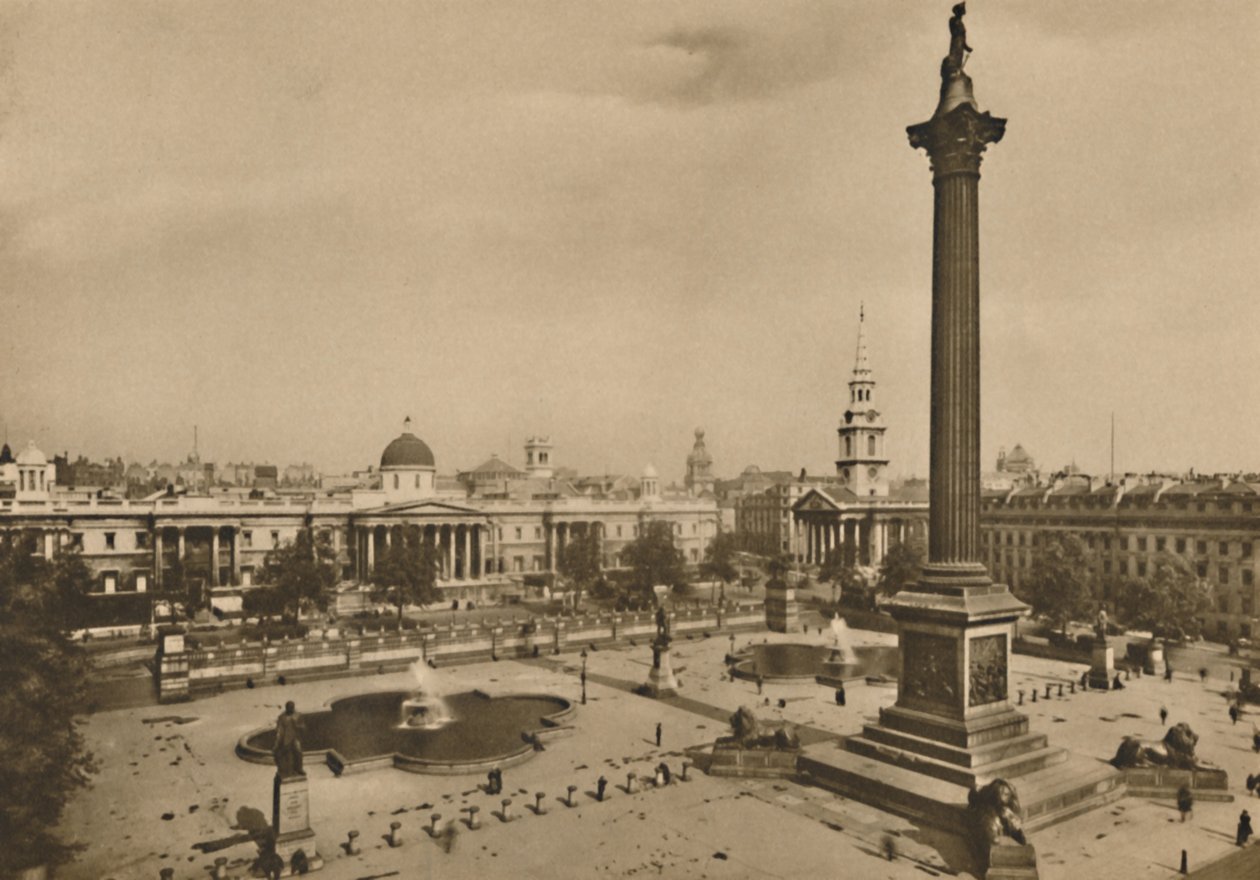 Trafalgar Square. Där Kings Falcons en gång hölls tillsammans med de kungliga hästarna, c1935. av Unbekannt