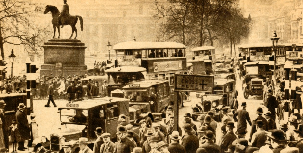 Trafik på Trafalgar Square, London, 1933. av Unbekannt