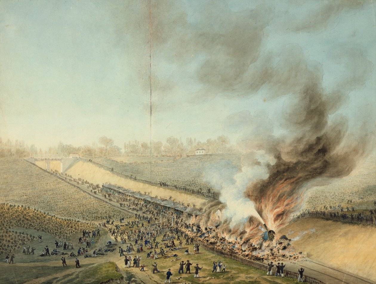 Tågkrasch vid Bellevue 1842 1800-talet av Unbekannt