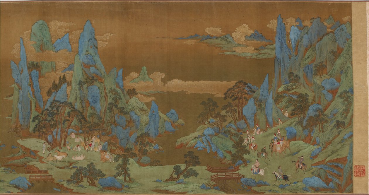 Resenärer i Springtime Mountains, 1500-1600-talet. av Unbekannt