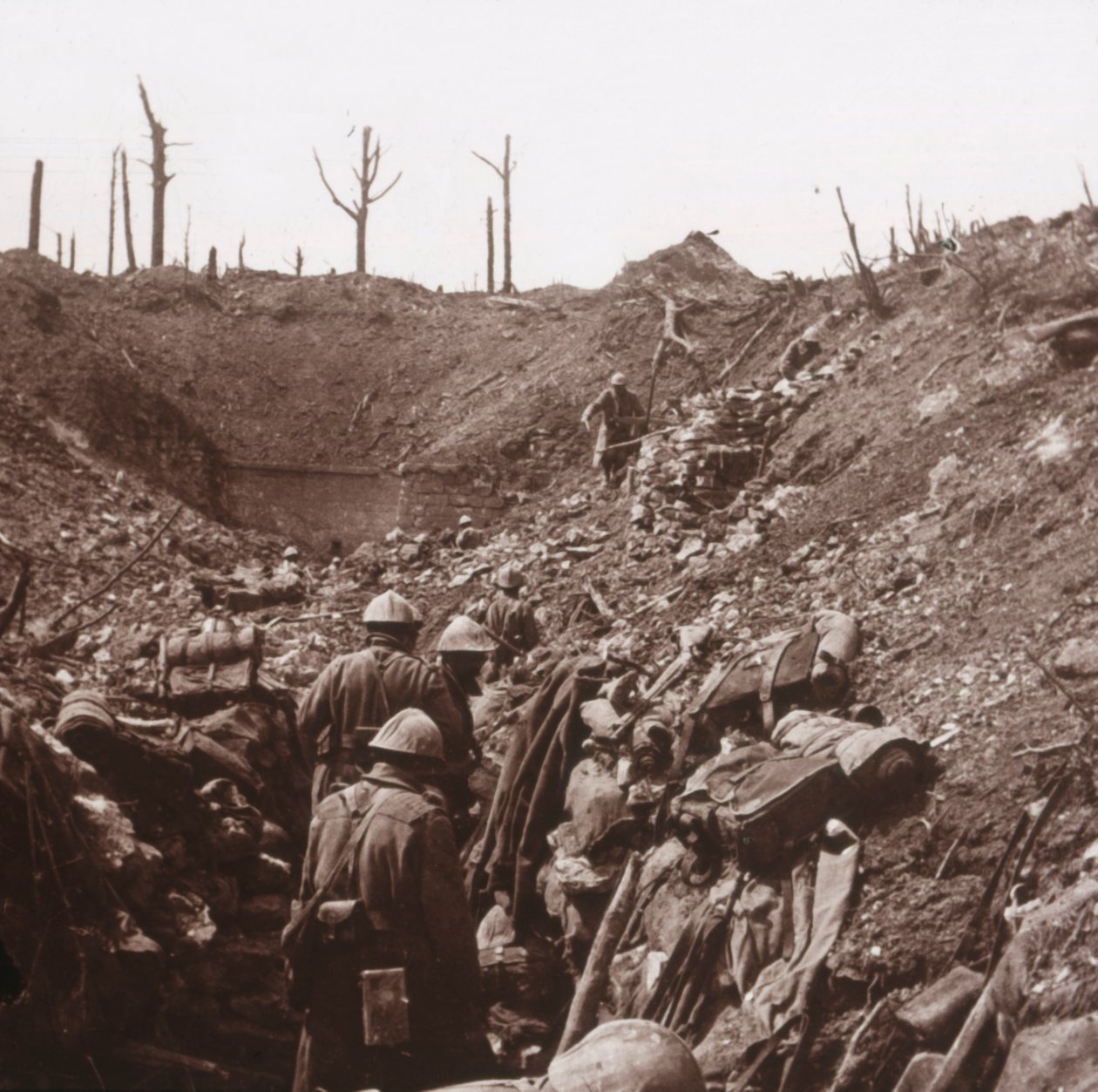 Skyttegravar, Fort Vaux, norra Frankrike, c1914-c1918 av Unbekannt