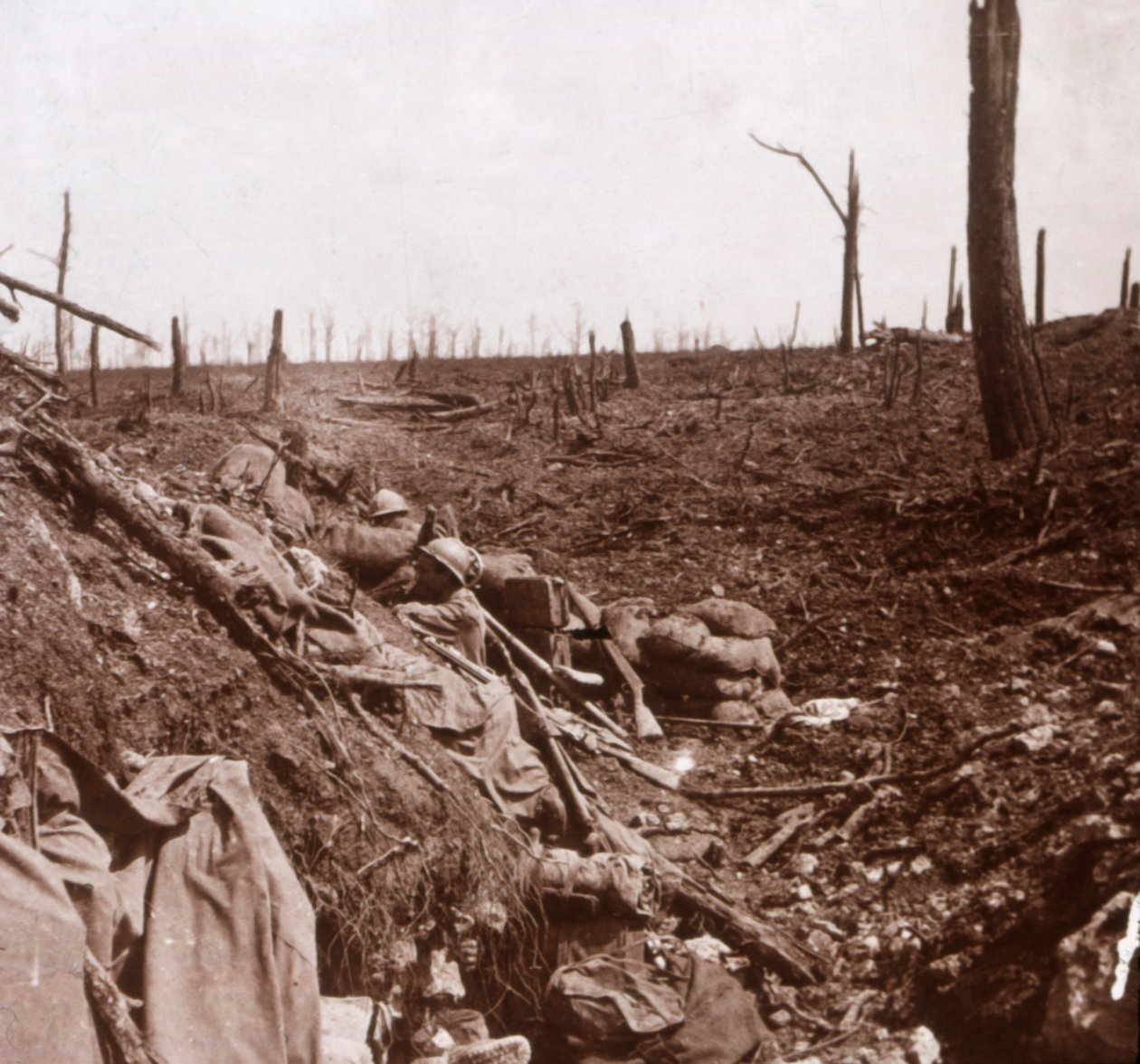 Skyttegravar, Vaux, norra Frankrike, c1914-c1918 av Unbekannt