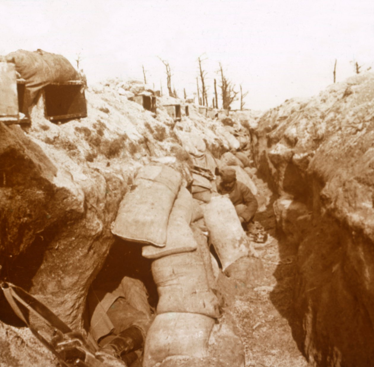 Skyttegravar i Champagne, norra Frankrike, c1914-c1918 av Unbekannt