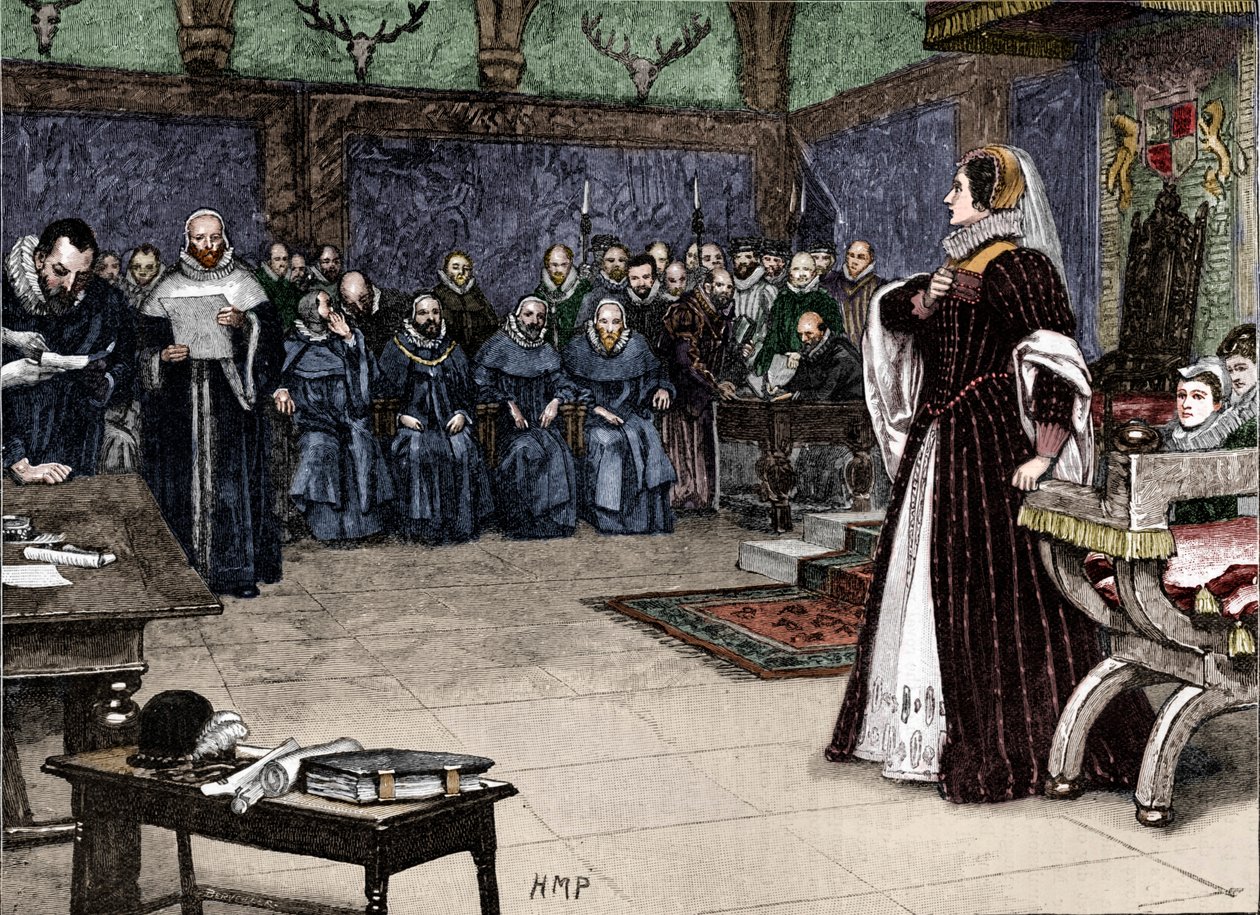 Rättegång mot Mary Queen of Scots i Fotheringhay Castle, 1586 1905 av Unbekannt