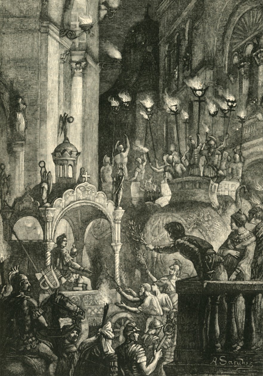Heraclius triumf i Konstantinopel, 629 AD, 1890. av Unbekannt