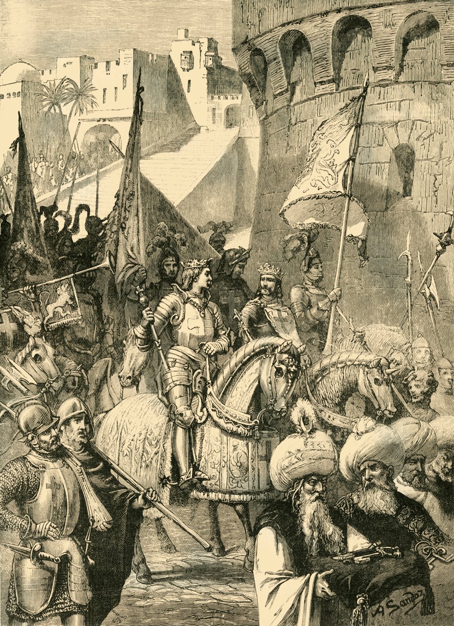 Richard I. och Philip Augustus triumferande inträde i Acre, 1191, 1890. av Unbekannt