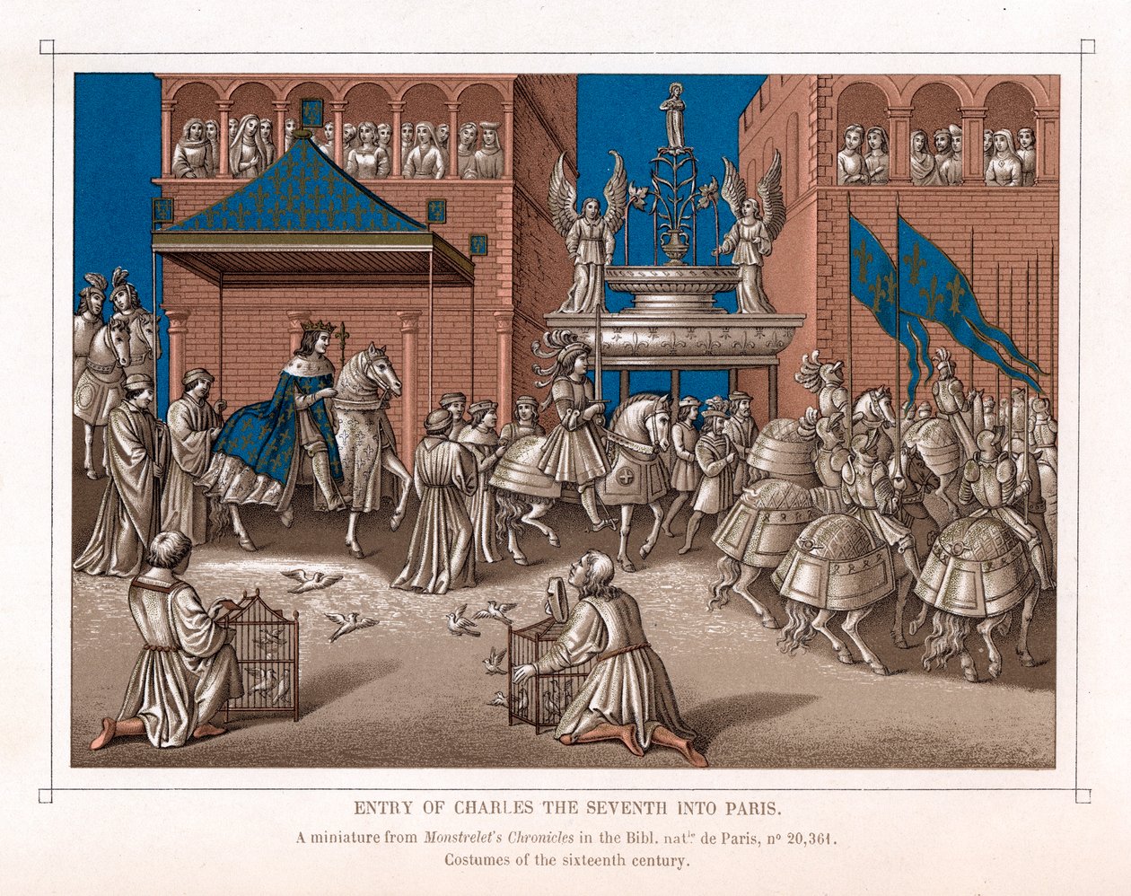 Triumferande inträde av Karl VII, Frankrikes kung, i Paris, c1435 av Unbekannt