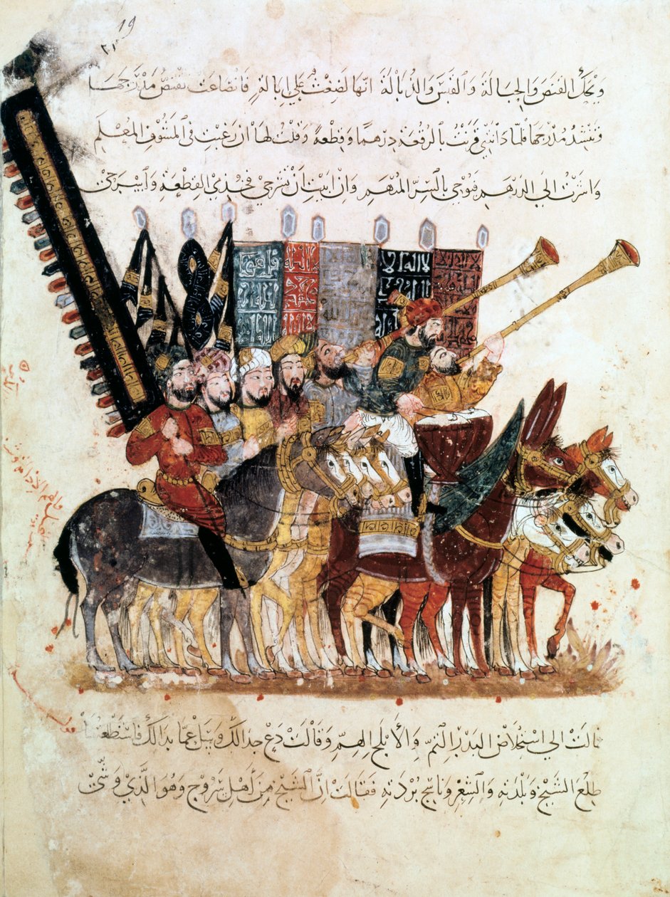 Trupp ryttare vid en religiös ceremoni, c1240 av Unbekannt
