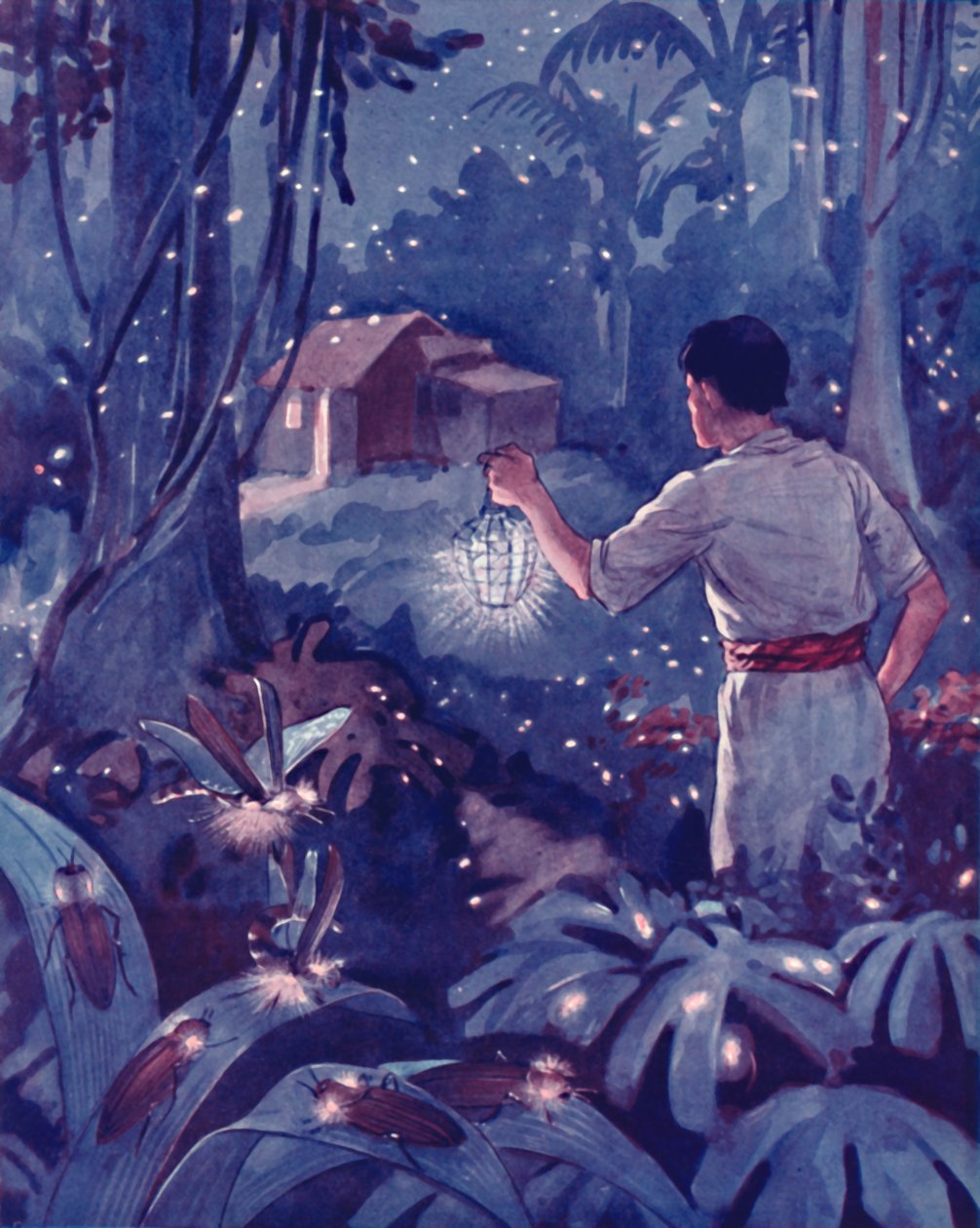 Tropiska eldflugor som dansande ljuspunkter, 1935 av Unbekannt