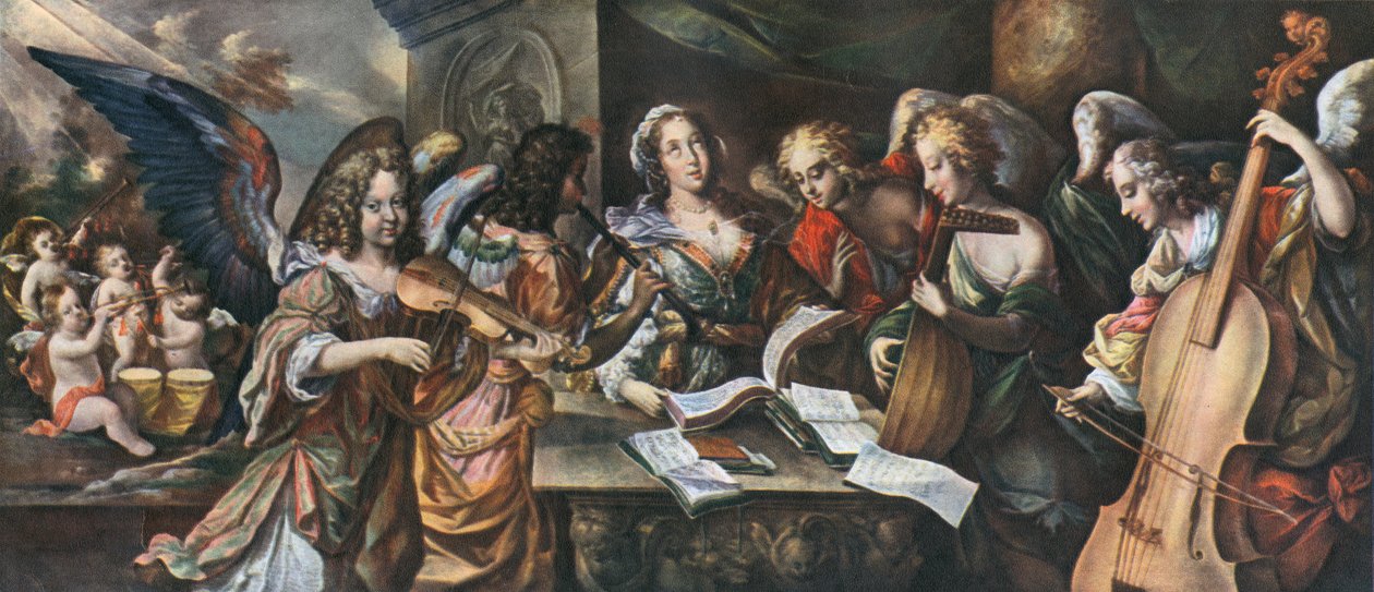 Trumpeter, vattenkokare, violin, shawm, luta och viola da gamba, 1948 av Unbekannt