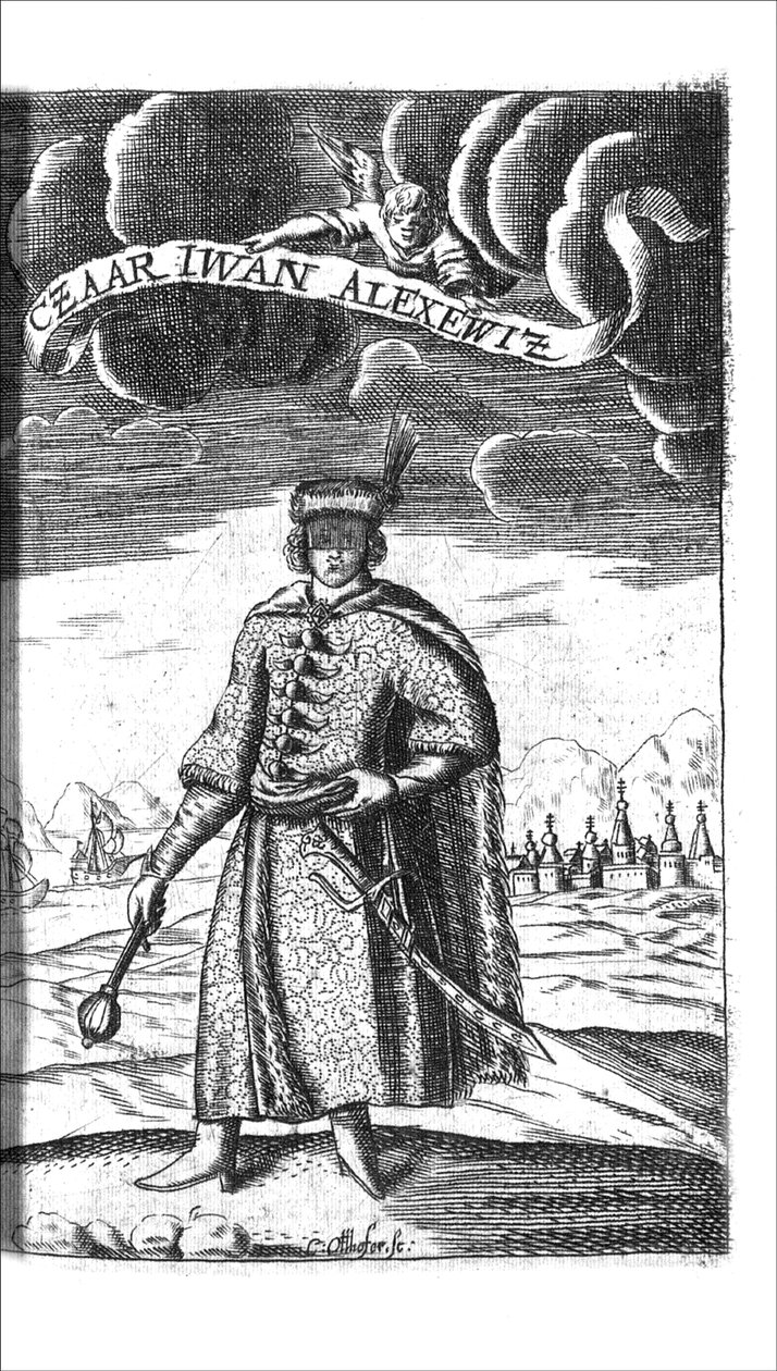 Tsar Ivan V Alexeyevich från Georg Adam Schleissing Derer beiyden Czaaren i Reussland Ivan och Peter Alexewiz, 1693 av Unbekannt