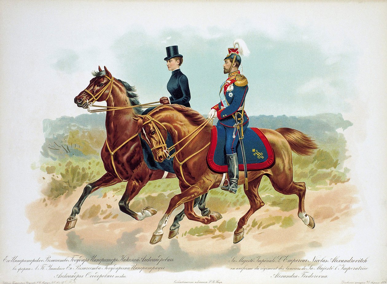 Tsar Nicholas II av Ryssland i uniformen för Her Majestys Life Guard Uhlan-regemente, 1896 av Unbekannt