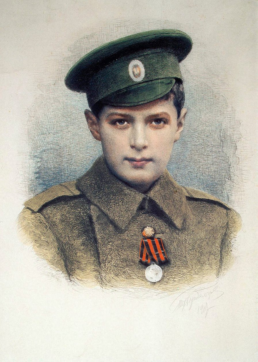 Tsarevich Alexei som lanskorpral i den ryska armén, 1917 av Unbekannt