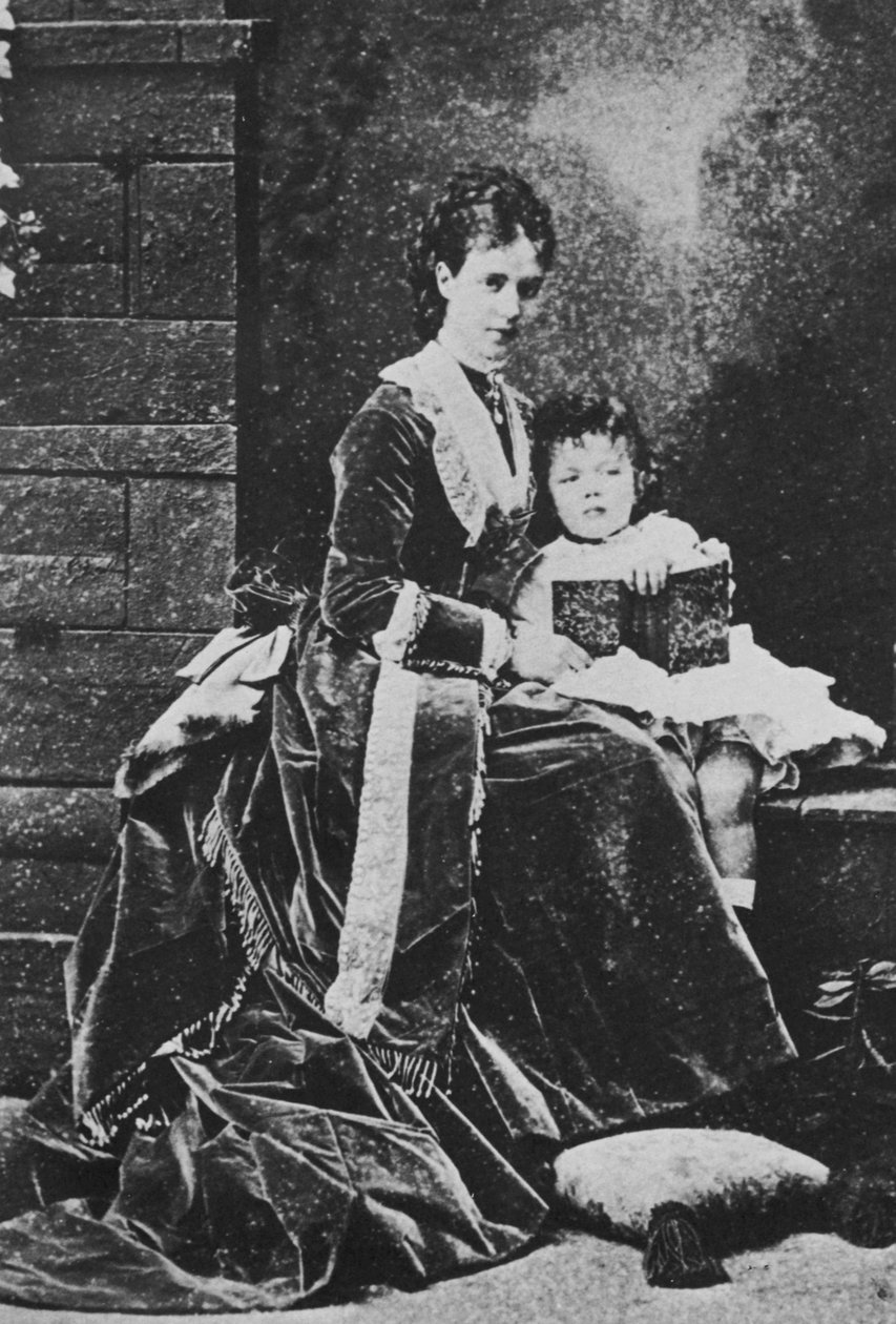Tsarina Maria Feodorovna av Ryssland med Tsarevich Nicholas, c1873 av Unbekannt