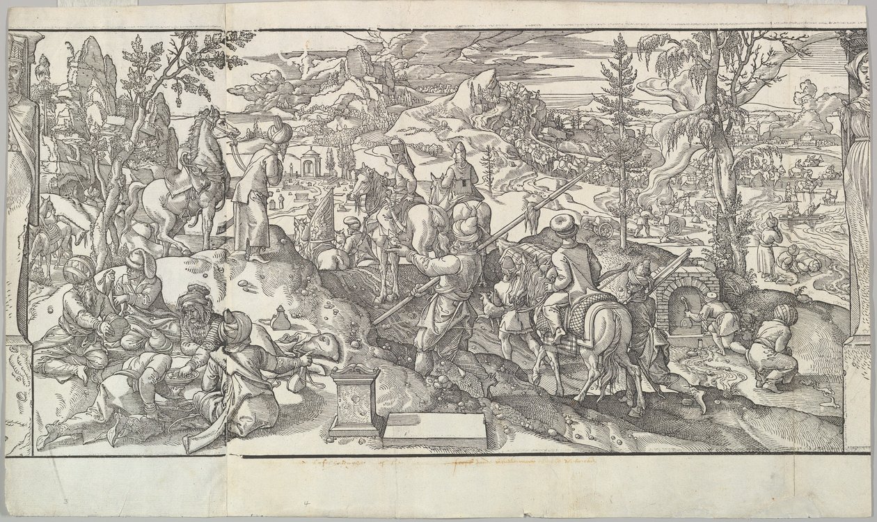Turkiska soldater i vila från frisen Ces Moeurs et fachons de faire de Turcz Customs ..., 1553. av Unbekannt