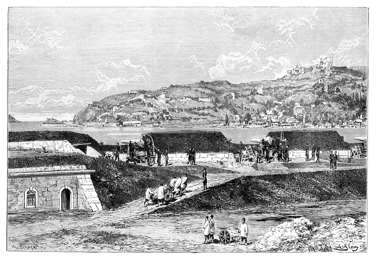 Turkiska batterier och ingången till Bosporen vid Svarta havet, Turkiet, 1895 av Unbekannt