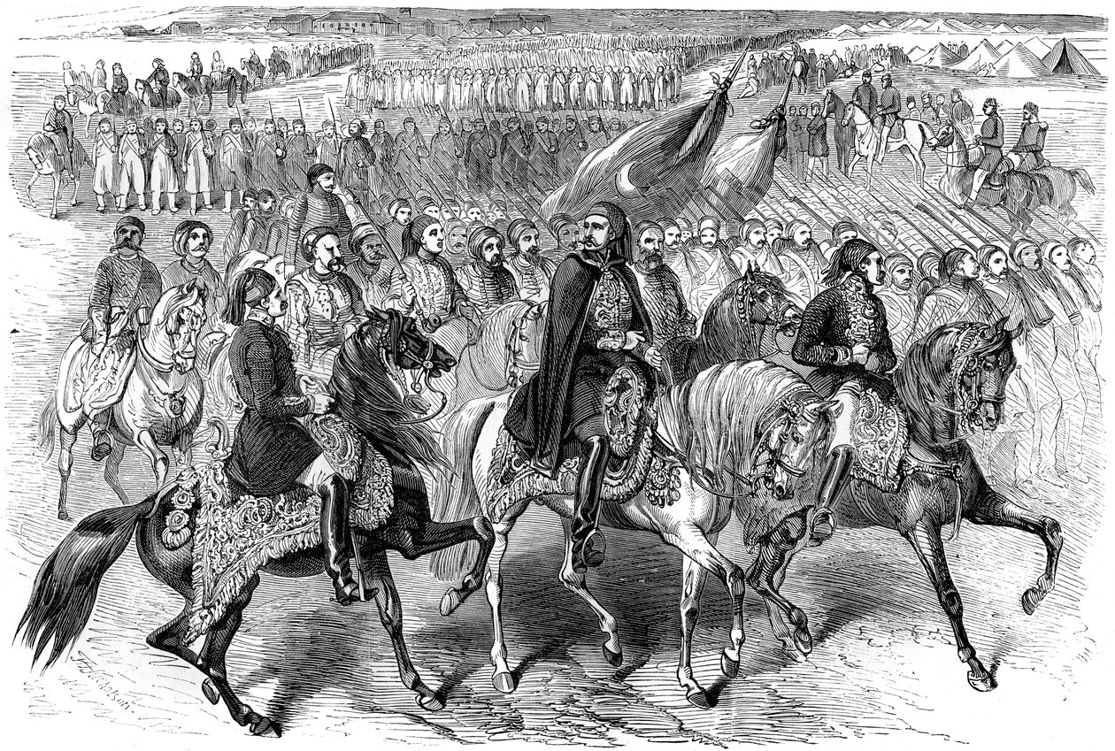 Turkiska trupper på marsch, Kamiesh, Balaclava, Krim, 1854 1882-1884 av Unbekannt