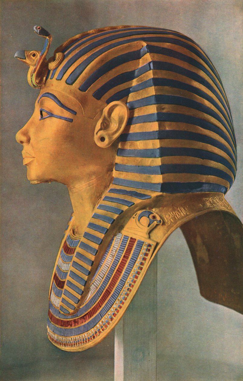 Tutankhamons dödsmask, 1323 f.Kr., c 1910-1935 av Unbekannt