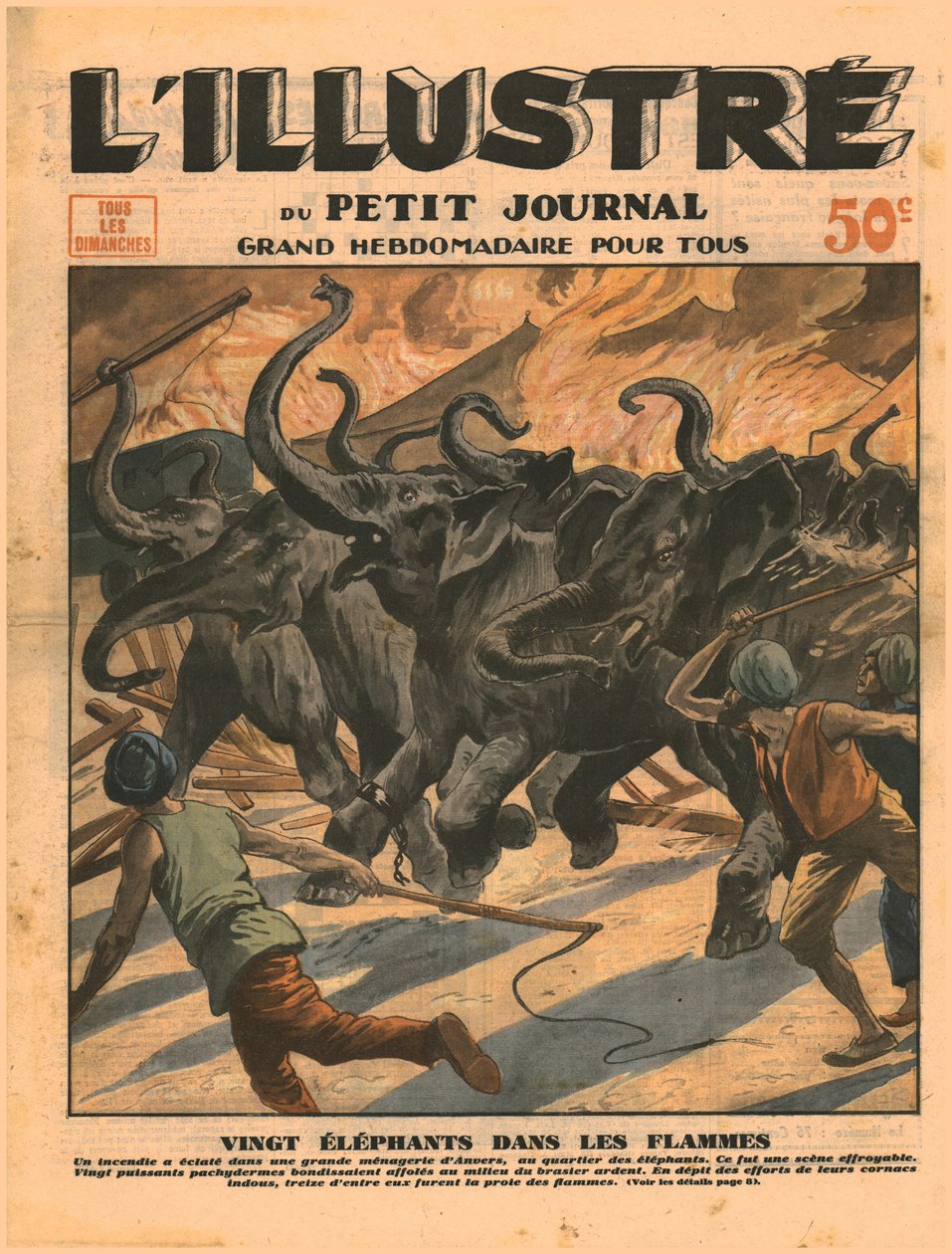 Tjugo elefanter i lågorna, 1932. av Unbekannt