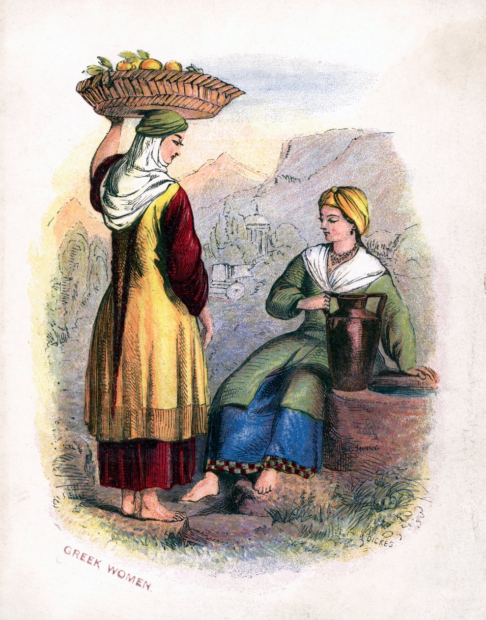 Två grekiska kvinnor, c1809 av Unbekannt