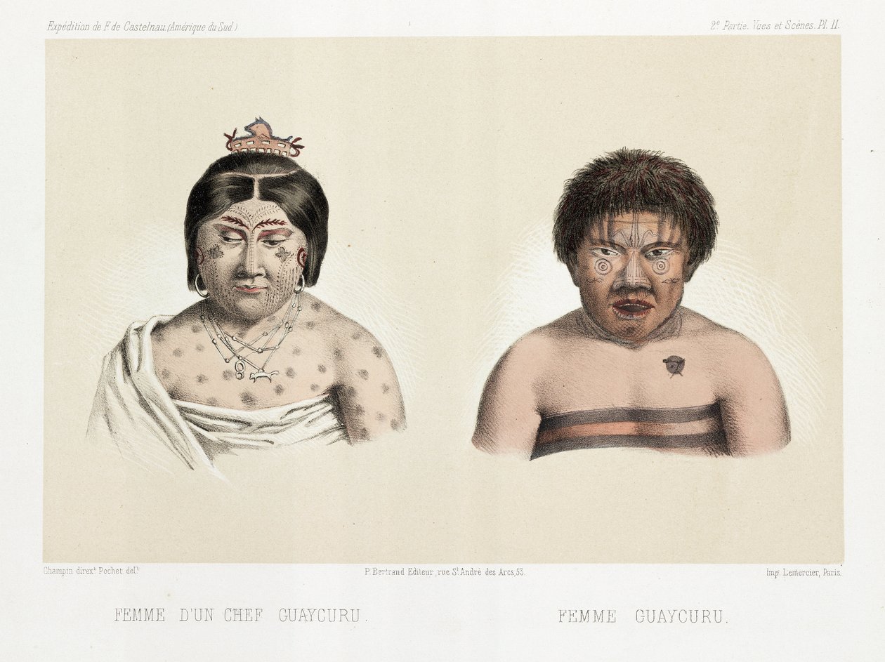 Två Guaycuru kvinnor, Sydamerika, c 1843-1847 av Unbekannt