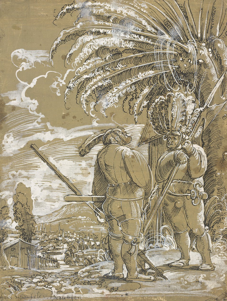 Två Landsknechts, ca. 1520 av Unbekannt