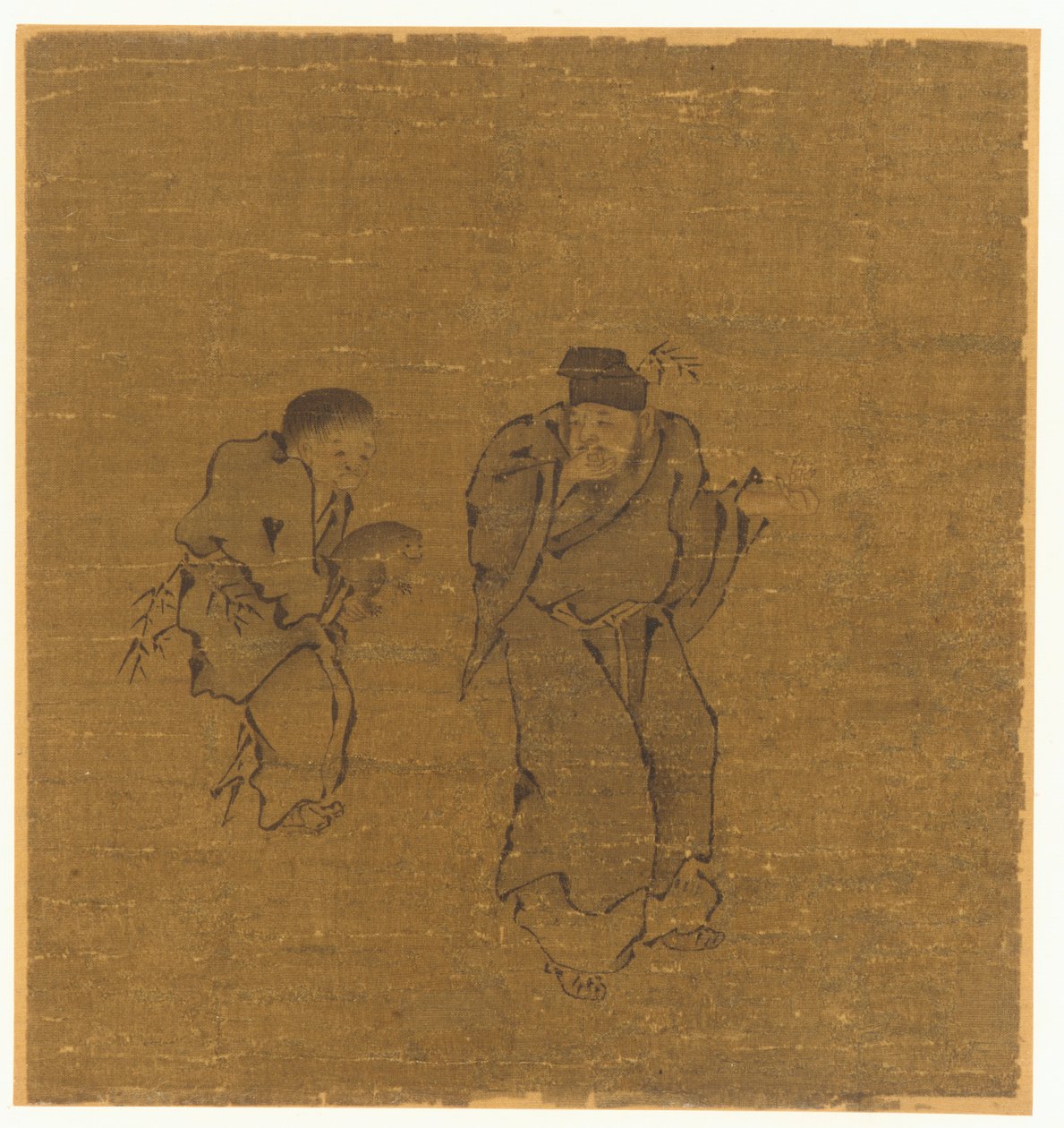 Två mansfigurer med en padda, Ming eller Qing dynasti, 1600-talet. av Unbekannt